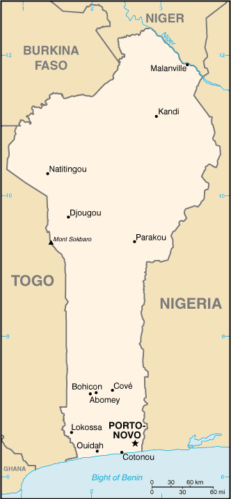 [Country map of Benin]