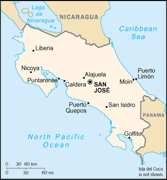 [Country map of Costa Rica]