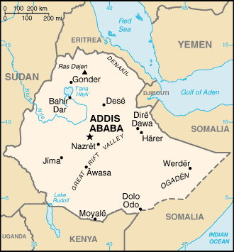 [Country map of Ethiopia]