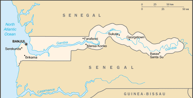 [Country map of Gambia, The]