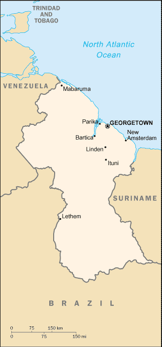 [Country map of Guyana]