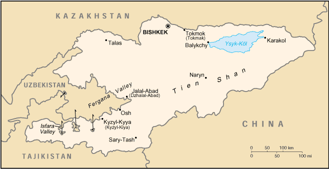 [Country map of Kyrgyzstan]