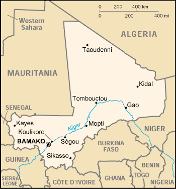 [Country map of Mali]