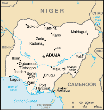 [Country map of Nigeria]