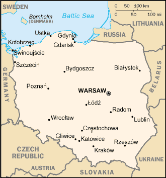 [Country map of Poland]