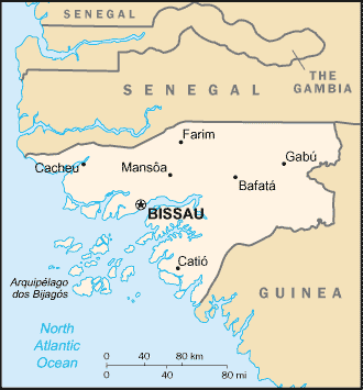 [Country map of Guinea-Bissau]