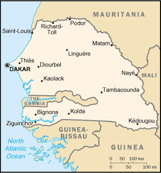 [Country map of Senegal]