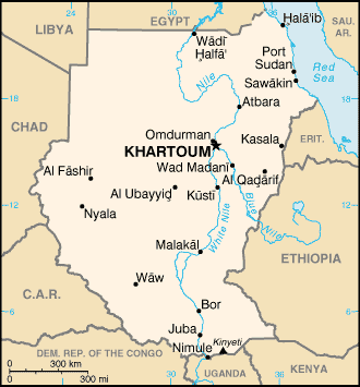 [Country map of Sudan]